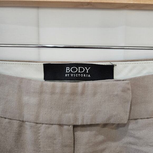 Body by Victoria The Marisa Fit Linen Blend Crop Beige Pants Size 6 - Picture 4 of 11